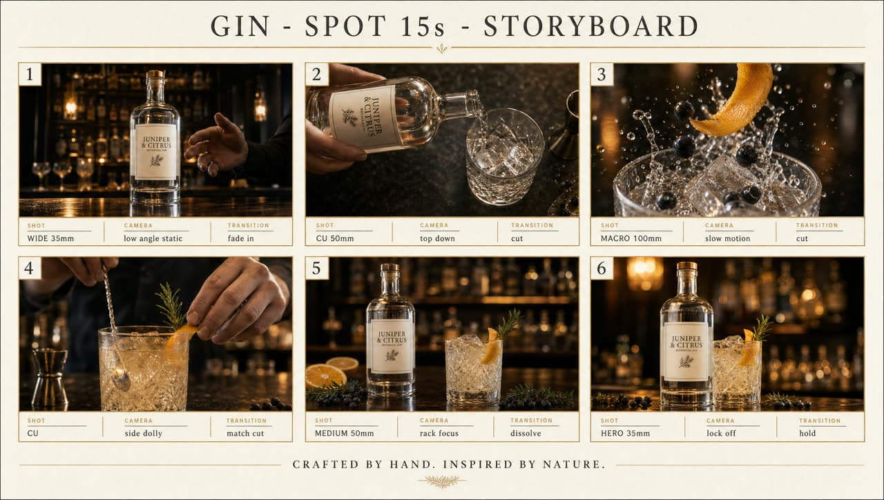 Storyboard du film Gin botanique