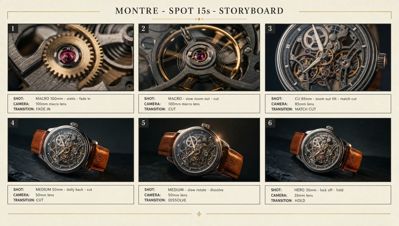 Storyboard du film Montre squelette