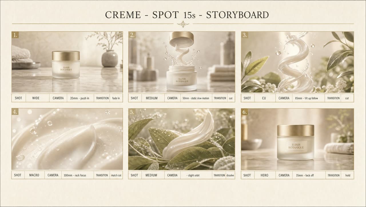 Storyboard du film Soin visage